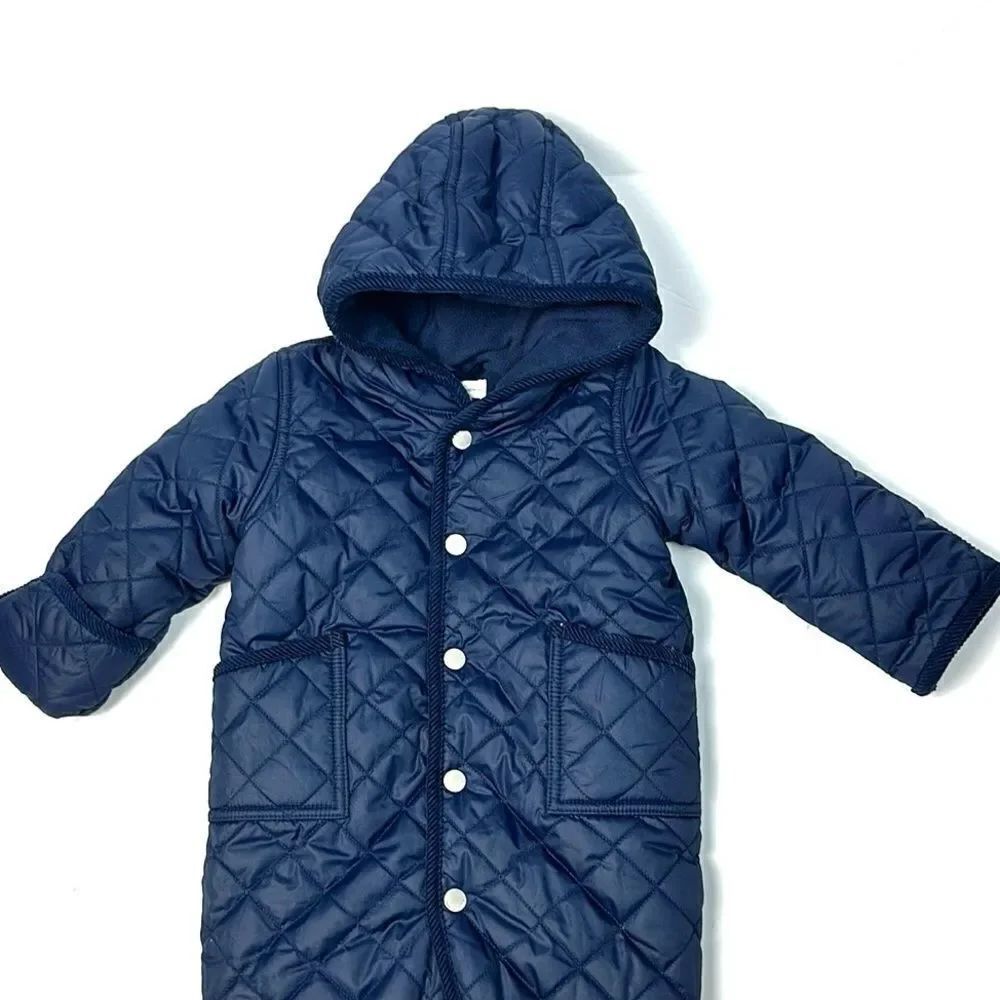 Ralph Lauren Quilted Navy Blue
Baby Boy Bunting Snowsuit Hooded Size 6M - Picture 3 of 13